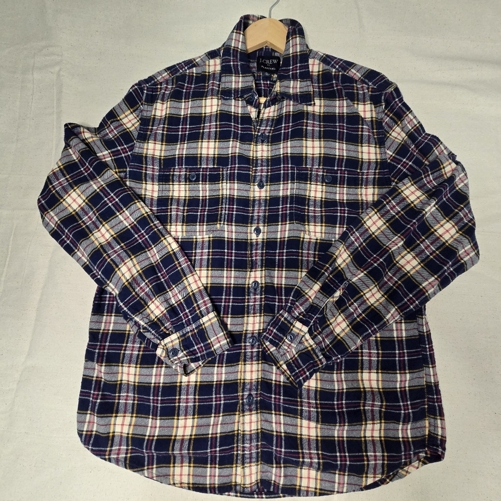 J. Crew Plaid Flannel Xl Men's Button Down Shirt - Blue